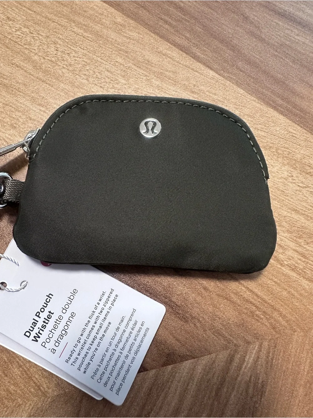Lululemon NWT Dual Pouch Wristlet olive green
